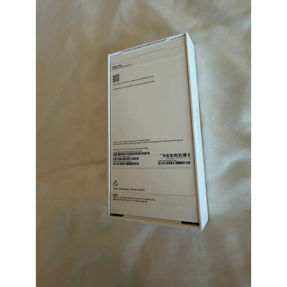 Apple iPhone 17 Pro Empty Box Only Silver 512GB Model A3256 Replacement Box